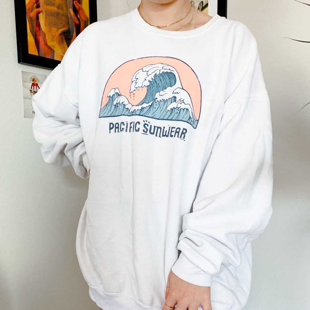 PACSUN oversized white beach sweatshirt